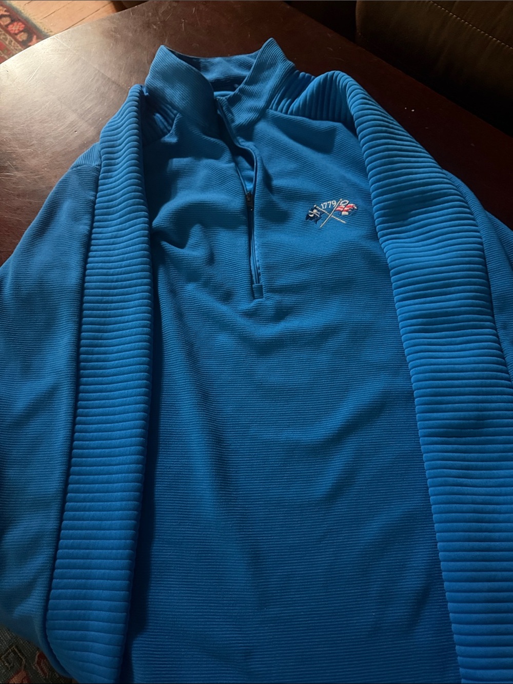 Antigua Men's Blue Quarter-Zip Pullover with Crest